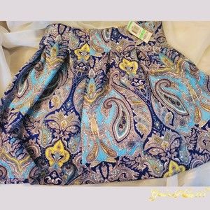 NWT INTERNATIONAL CONCEPT SUN & SEA Women's Paisley Blue Mini Skaters Skirt Sz 8